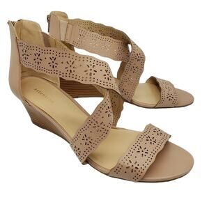 Attention Criss Cross Laser Cut Wedge Sandals